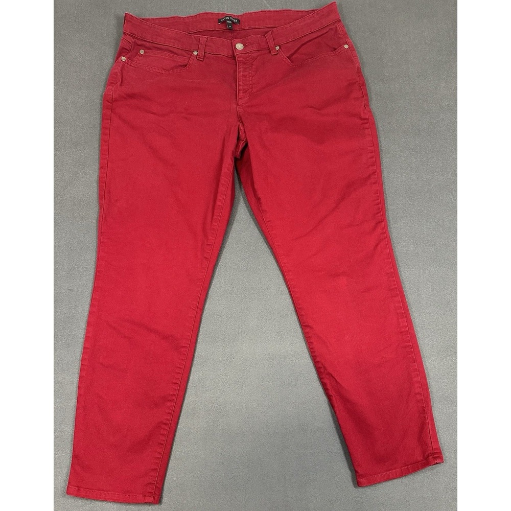Eileen Fisher Jeans Women Size 14 Red Denim Pants Organic Cotton Blend